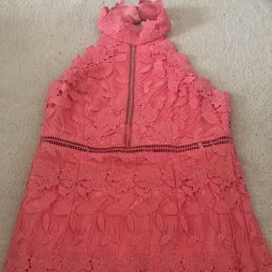 Sz 8/M Bardot salmon lace halter dress